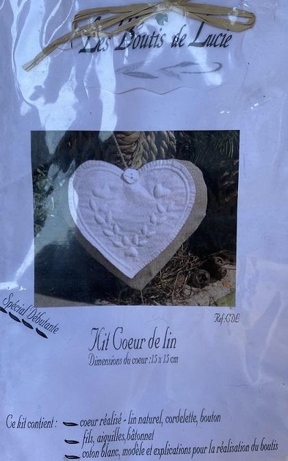 Kit boutis coussin coeur lin
