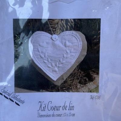 Kit boutis coussin coeur lin